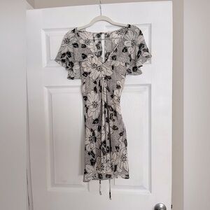 Floral Black and White Dress